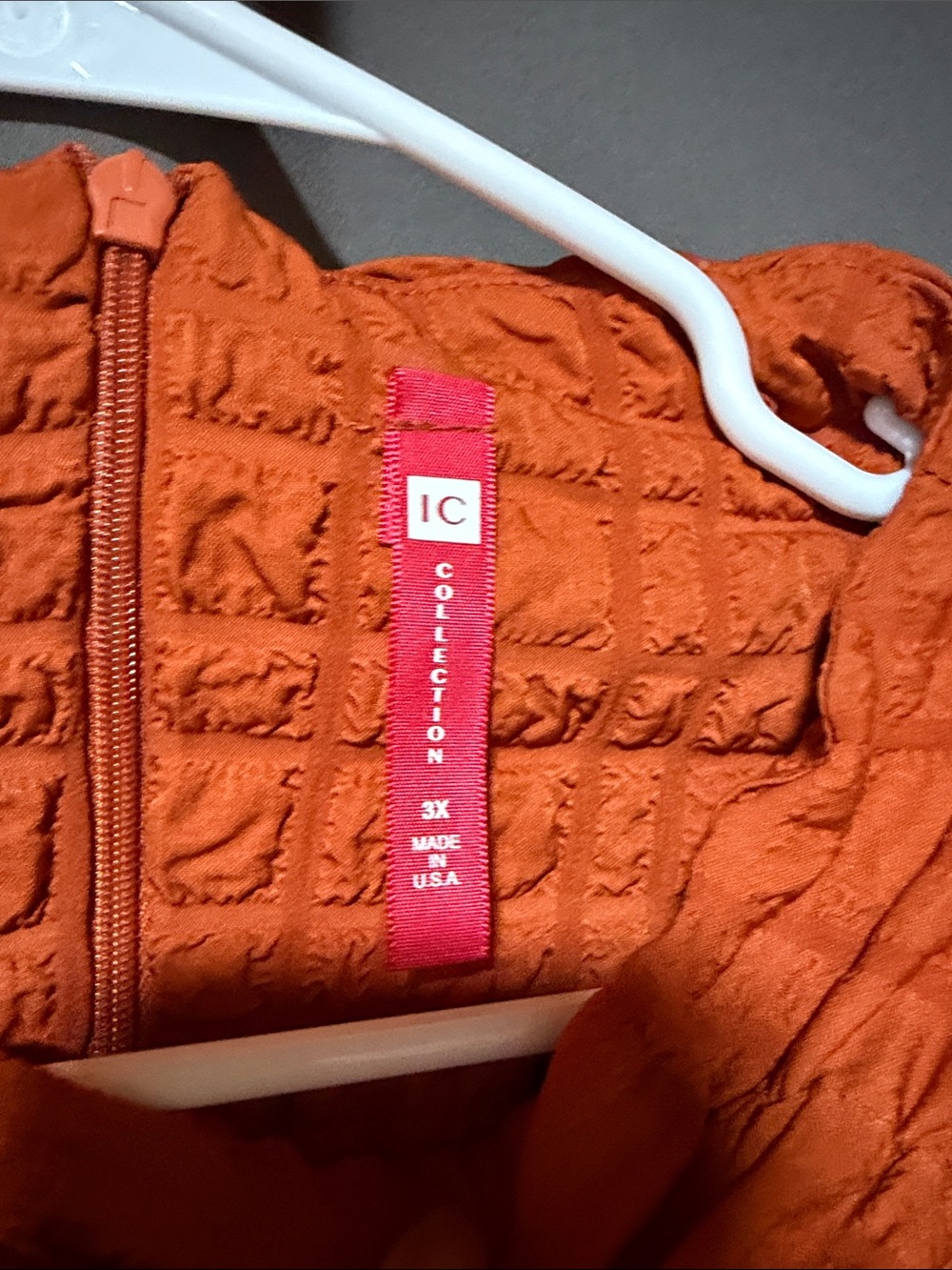 Women's Orange Textured Long Sleeve Dress - Picture 5 of 7